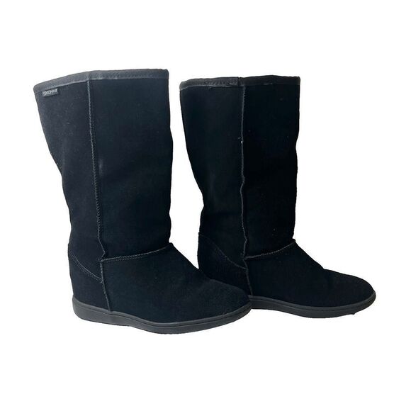 SKCH+3 Skechers Womens Sz 6 Black Suede Pull On Hidden Wedge Comfort Casual Boot - Picture 3 of 11